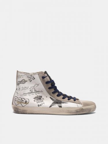 Francy sneakers in leather with tattoo prints