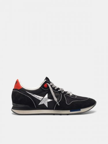 Running sneakers in black suede with contrast star
