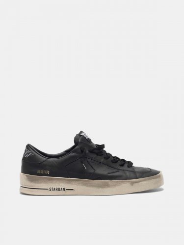 Stardan sneakers in total black leather with vintage finish