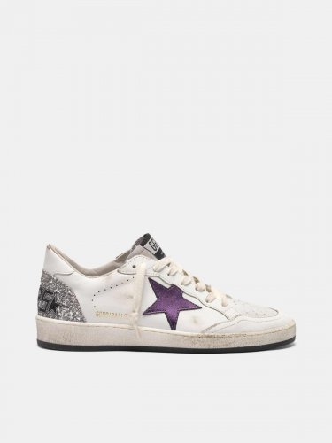Ball Star sneakers with metallic purple star and glitter back