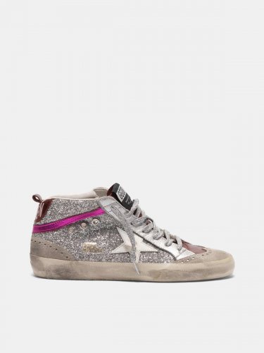 Mid-Star sneakers in metallic leather and glitter