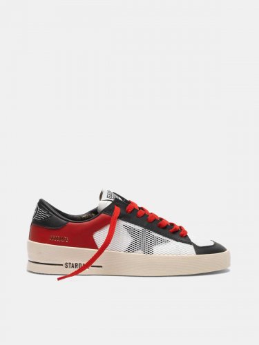 Stardan sneakers in red and white leather with mesh inserts