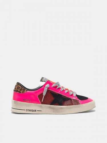 Stardan sneakers in fluorescent patchwork with leopard print heel tab