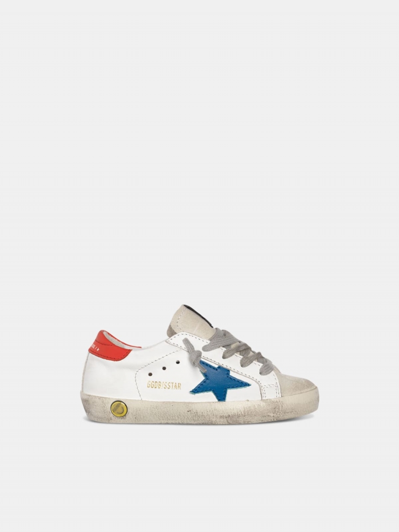 Super-Star sneakers with blue star and red heel tab