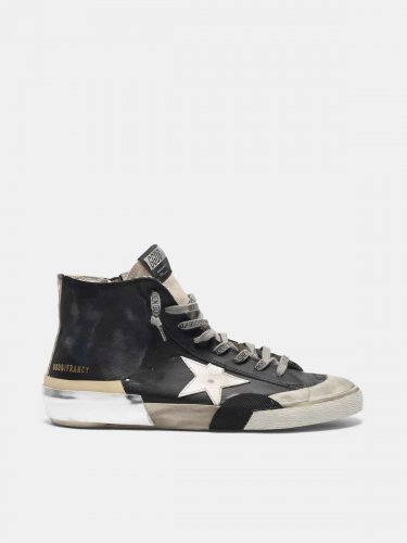 Black patchwork Francy sneakers with multi-foxing