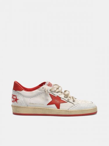 White Ball Star sneakers in leather with red star and heel tab