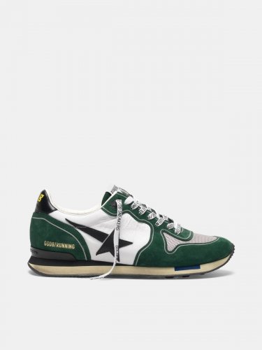 White and green Running sneakers in suede