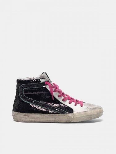 Slide sneakers with black sequins
