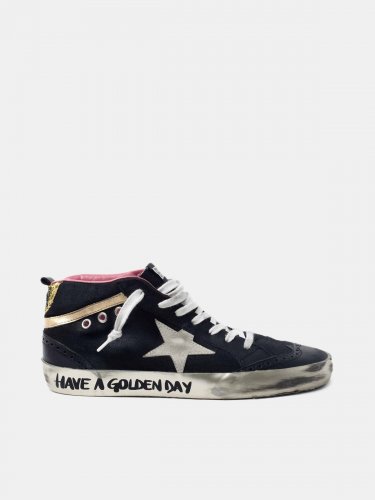 Black Mid-Star sneakers with gold-coloured inserts and glitter