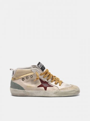Mid-Star sneakers in canvas with gold-coloured inserts and red star