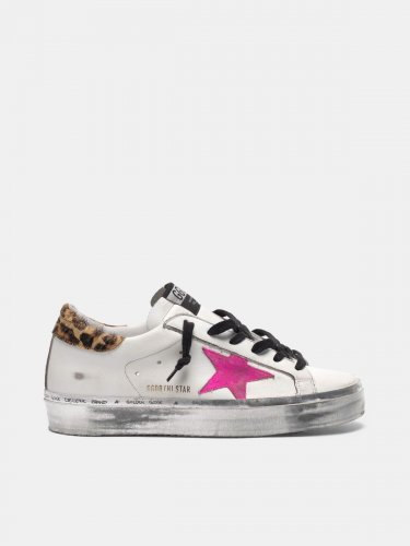 Hi Star sneakers with fuchsia star and leopard-print heel tab