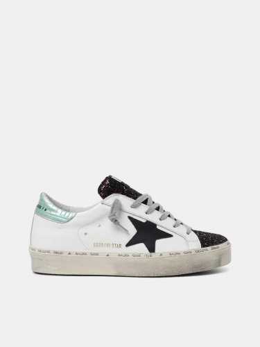 White Hi-Star sneakers with glittery insert and black star