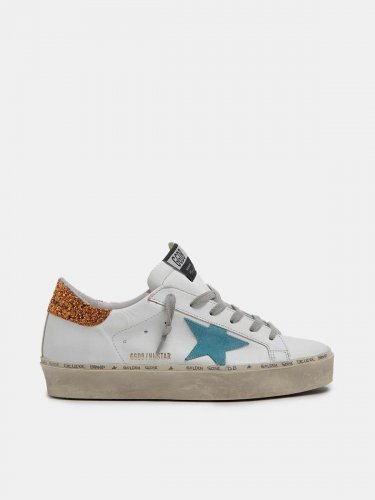 White Hi-Star sneakers with sky-blue star and glittery heel tab