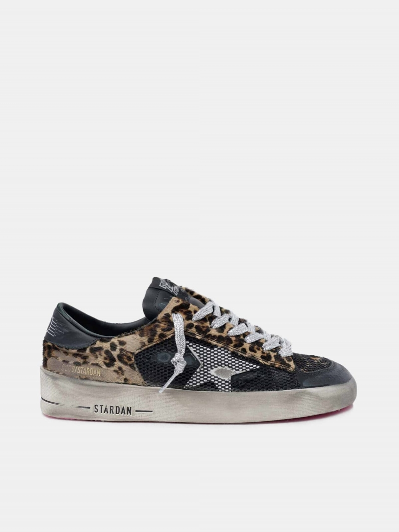 Leopard-print Stardan sneakers with fuchsia sole