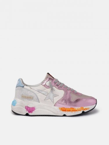 Running Sole sneakers in laminated pink with silver star