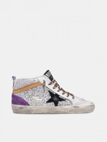 Silver Mid Star sneakers with glitter