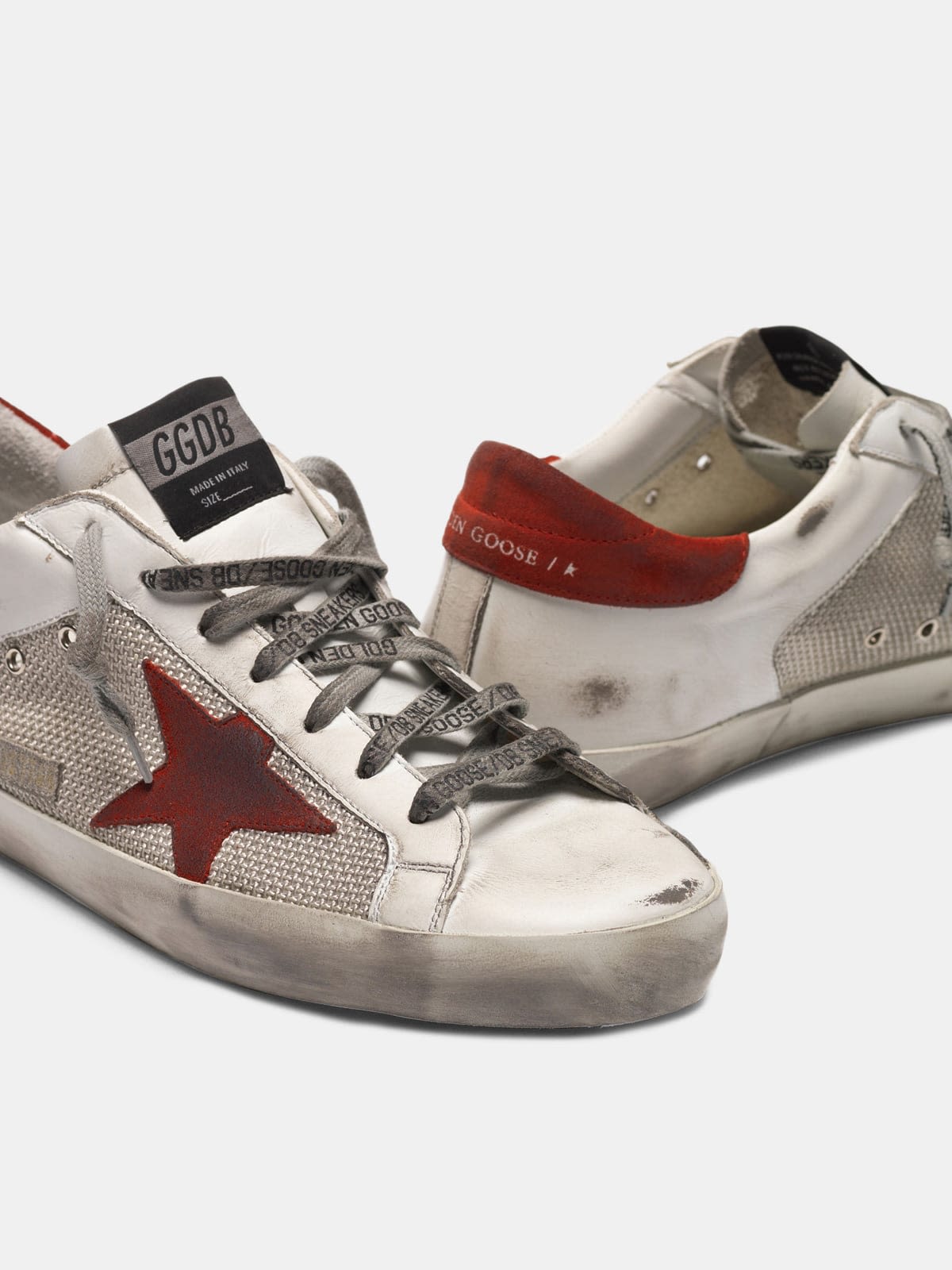 White Superstar sneakers in leather with red star