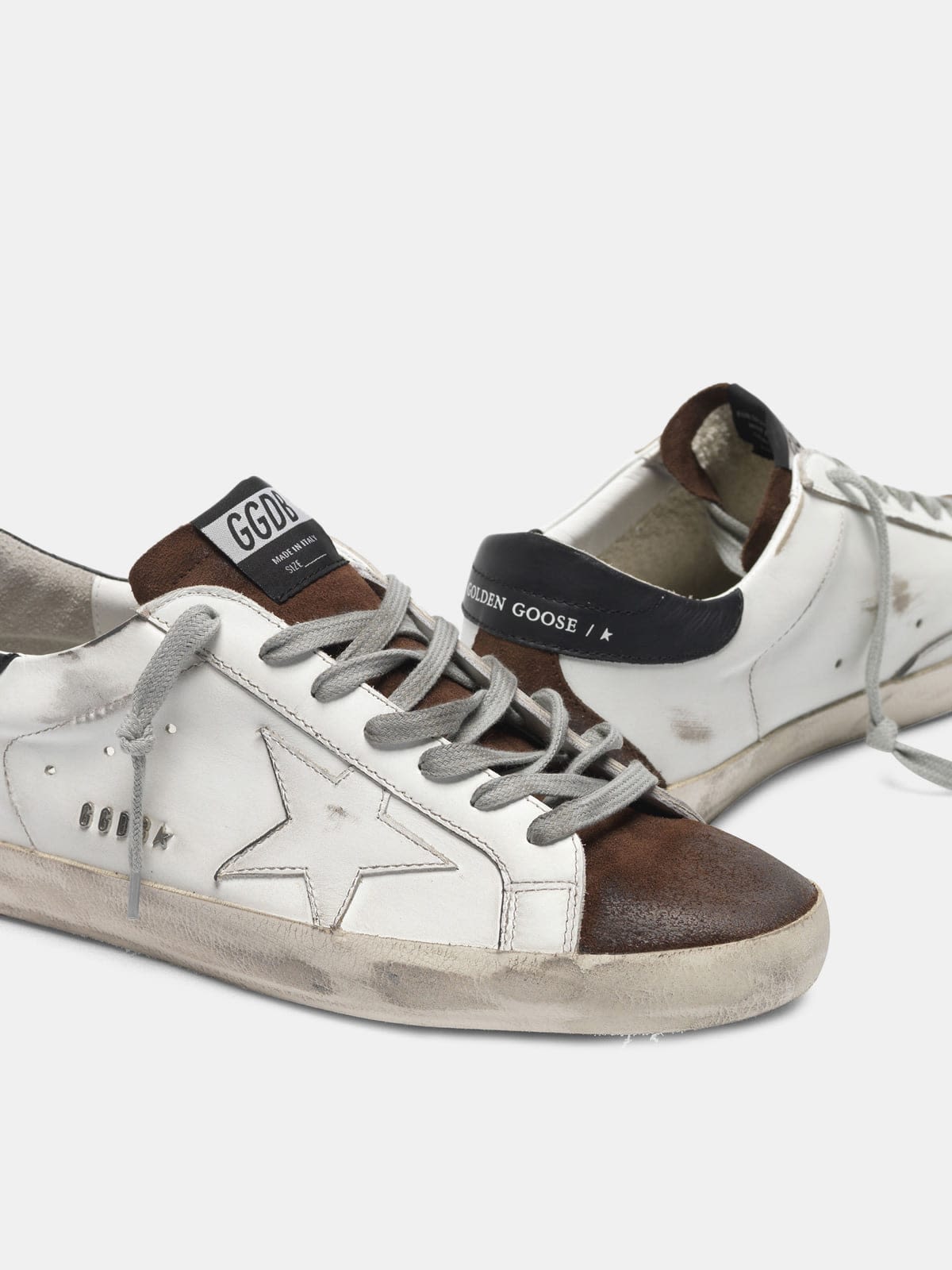 Two-tone white and brown Super-Star sneakers