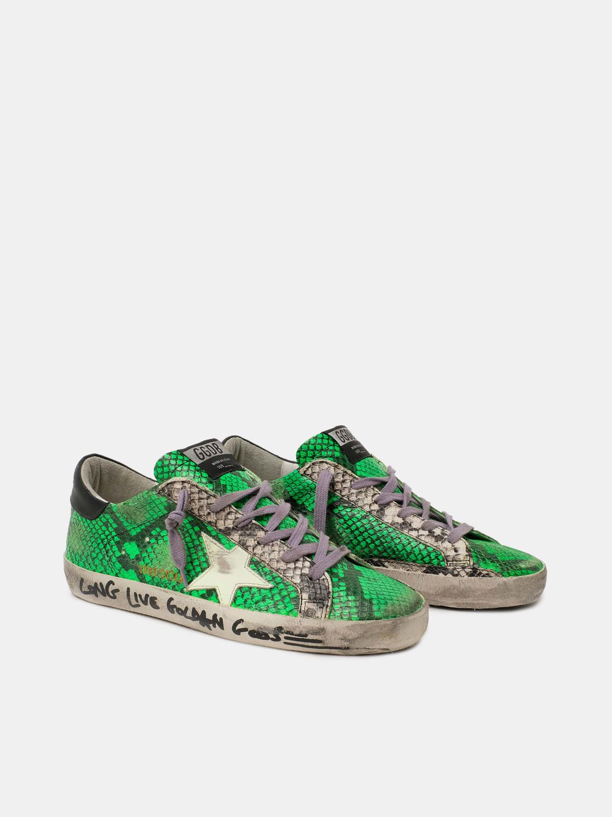 Super-Star sneakers in two-tone snake-print leather