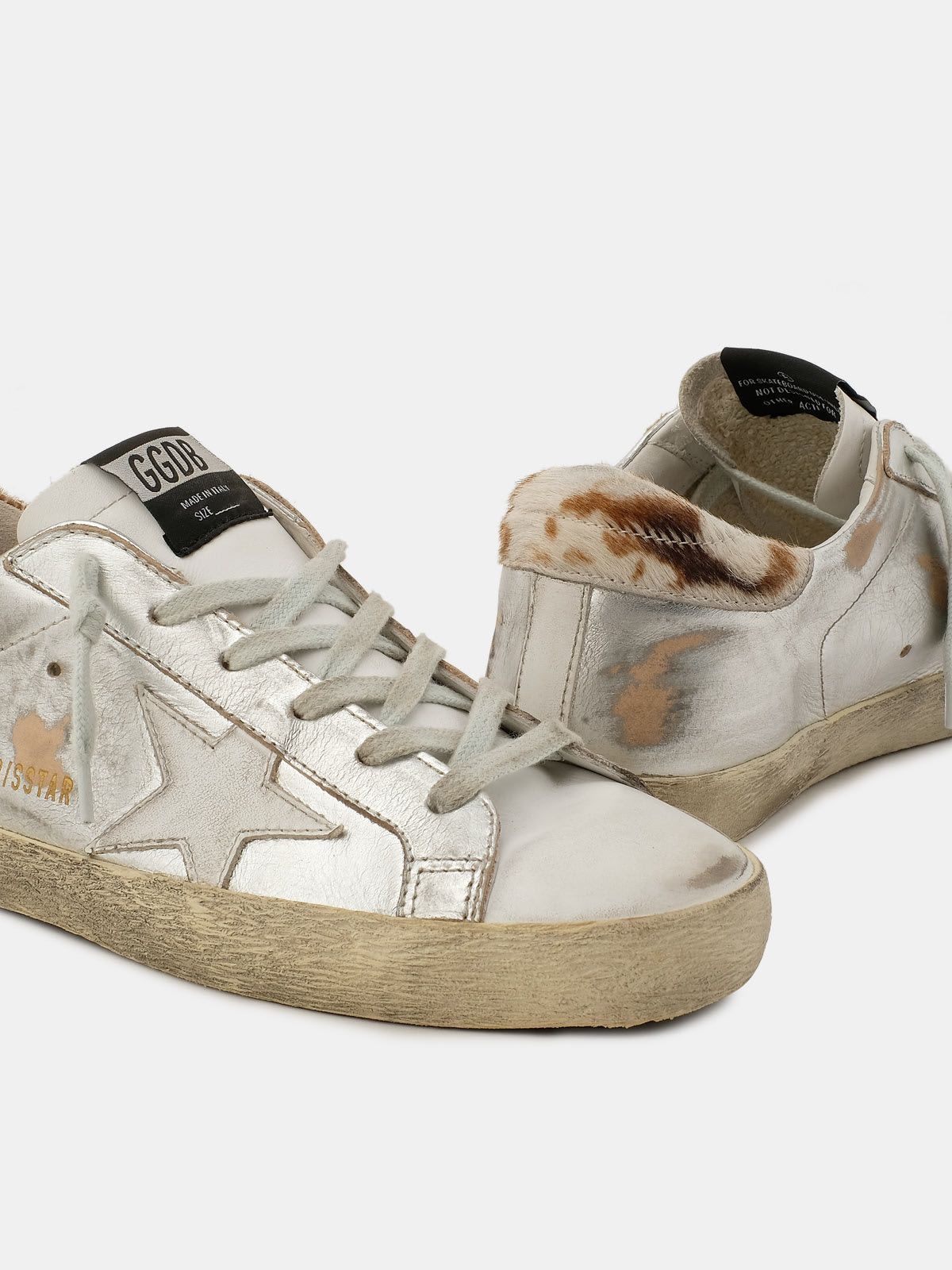 Laminated Super-Star sneakers with animal-print heel tab