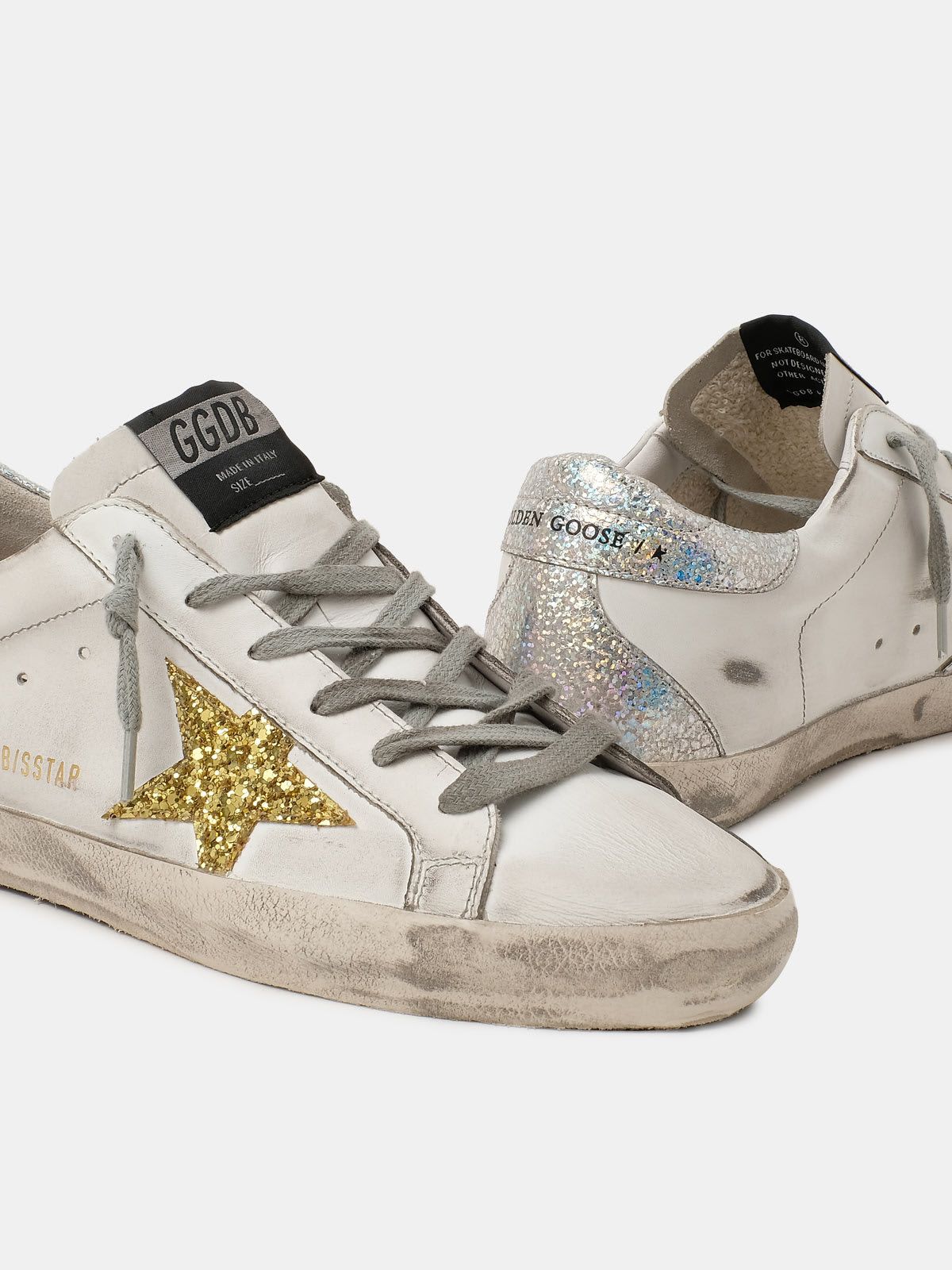 Super-Star sneakers with glitter star and heel tab